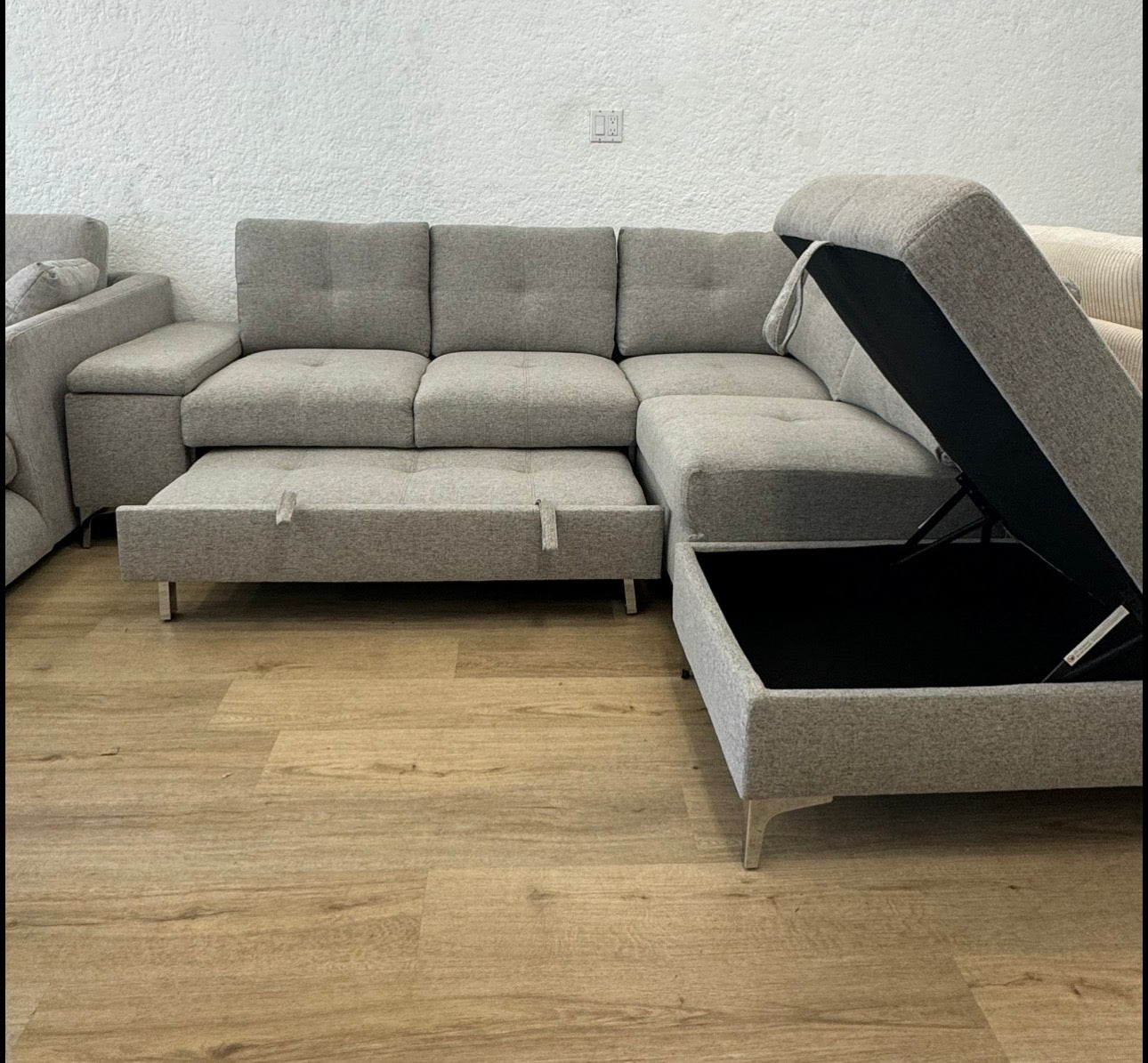 ROMAN Sleeper Sectional w/ Ottoman Storage & Armrest Storage