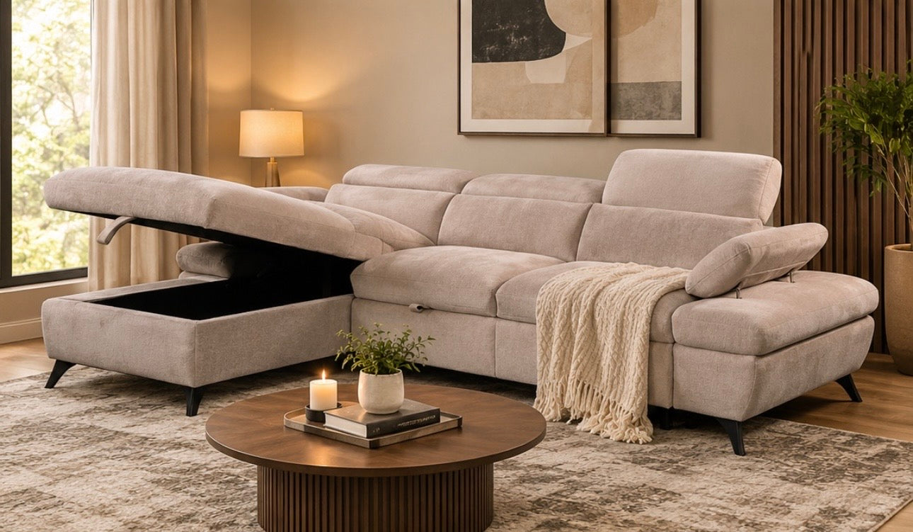 The SIERRA L-Shape Sleeper Sectional w/ Chaise Storage
