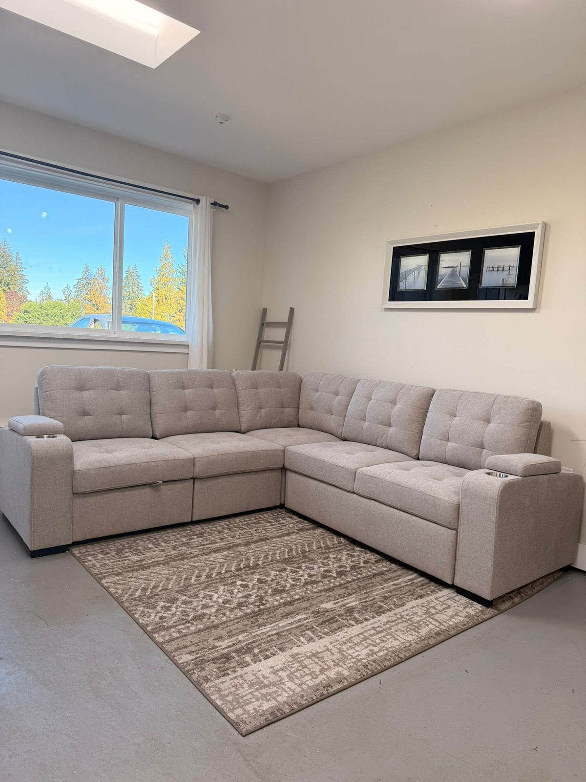 ALPHA Sleeper Sectional with Cupholders & Pull-Out Lounger