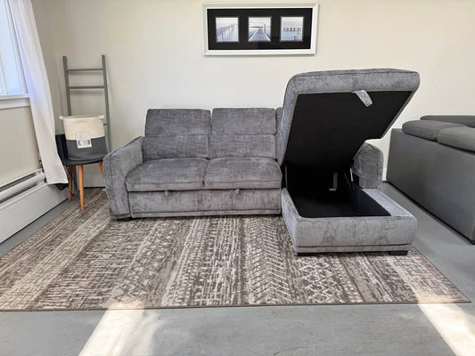 COVE Ribbed Sleeper Sectional w/ Chaise Storage & Adjustable Headrests