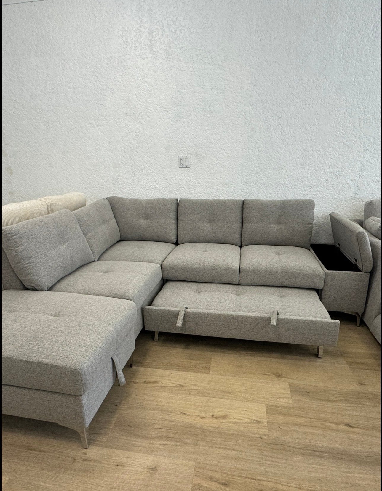 ROMAN Sleeper Sectional w/ Ottoman Storage & Armrest Storage