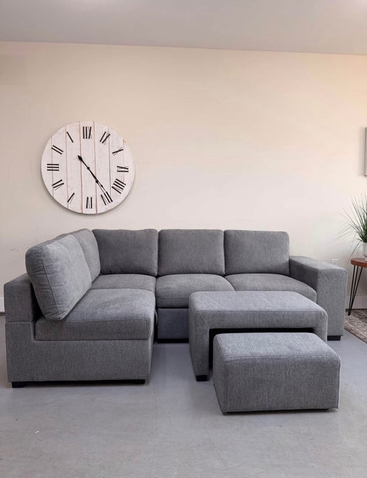 SANTOS Sleeper Sectional w/ Ottoman, Footstool, & Storage