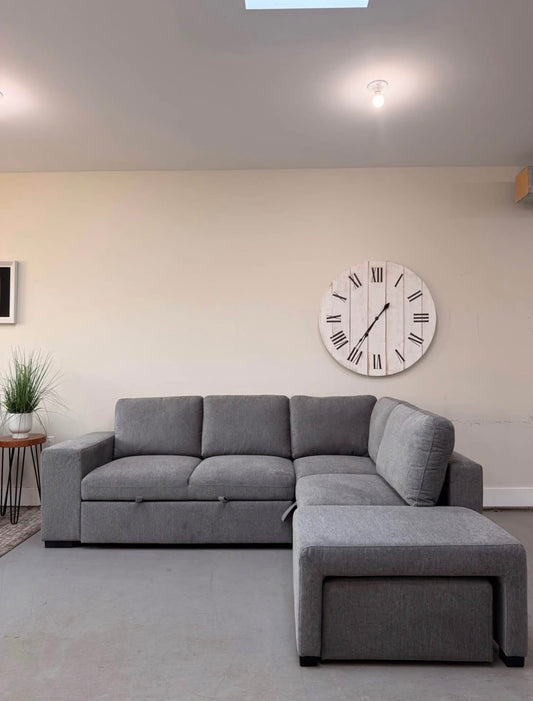 SANTOS Sleeper Sectional w/ Ottoman, Footstool, & Storage