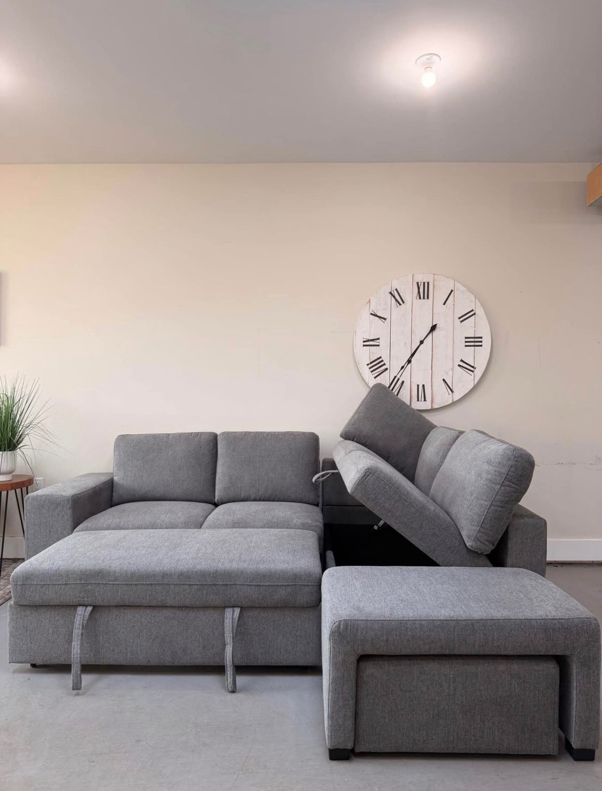 SANTOS Sleeper Sectional w/ Ottoman, Footstool, & Storage