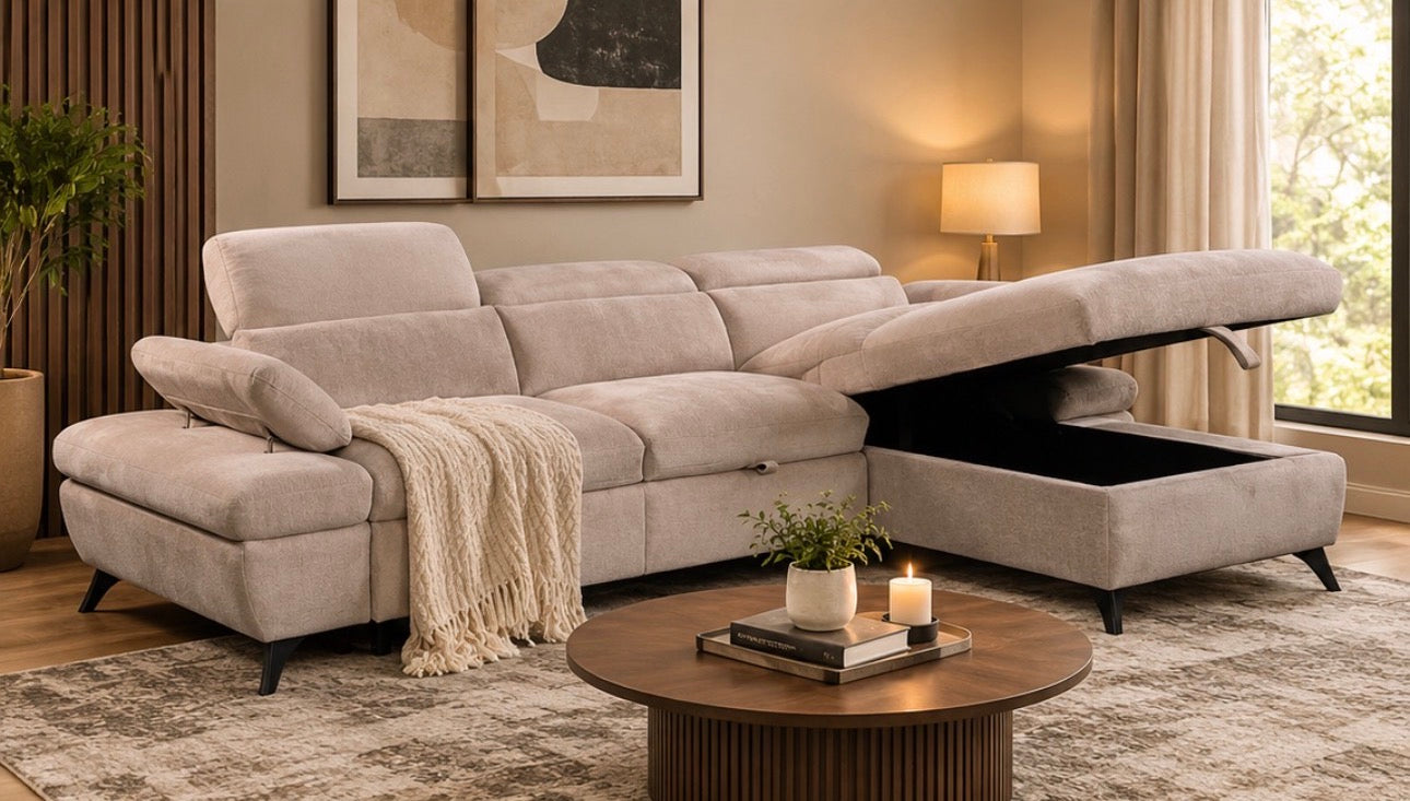 The SIERRA L-Shape Sleeper Sectional w/ Chaise Storage
