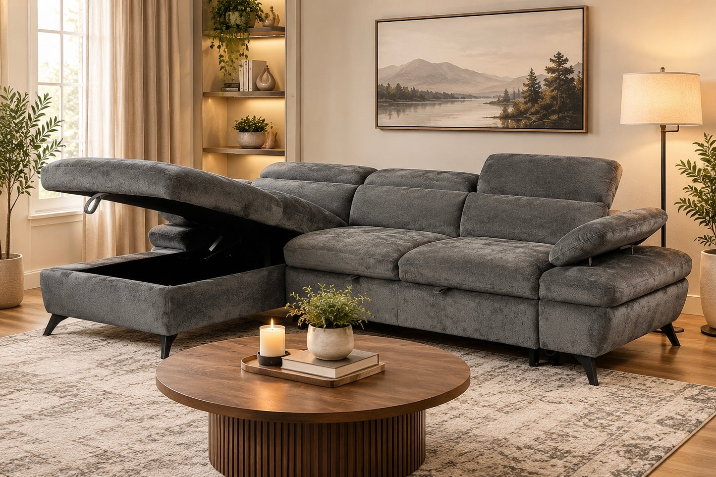 The SIERRA L-Shape Sleeper Sectional w/ Chaise Storage