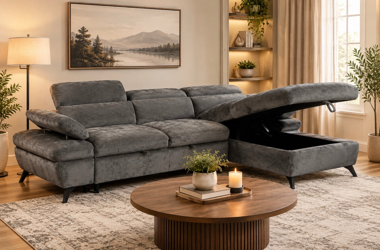 The SIERRA L-Shape Sleeper Sectional w/ Chaise Storage